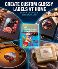 Kickass Premium Glossy Printable Vinyl Sticker Paper Hits Every Color Perfect For Your Inkjet Or Laser Printer 8.5 X 11 showcased with custom labels and crafts.