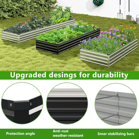 Two Piece Galvanized Raised Garden Bed Kit 7 By 3 By 1 Foot Outdoor Planter Box Metal Patio For Vegetables Herbs Flowers