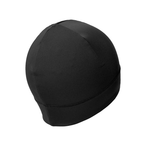 Back view of black Lightweight Running Skullcap Beanie Cap For Men And Women Breathable Moisture Wicking Gym Ready Hat Slim Fit Cap