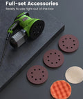 Powerful Pro Grade 300W Random Orbital Sander with Six Variable Speeds 6000 to 13000 RPM Electric Palm Sander and accessories