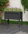 Raised Garden Bed With Drainage Hole Waterproof HDPE Elevated Planter Box With Legs Tough As Nails For Herbs Vegetables And Flowers Black