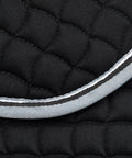 Close-up of Adepto Quilted Quick-Dry Dressage Saddle Pad For Horses With Two-Tone Trim Black Checkered Pattern Quilting
