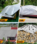 Heavy Duty Waterproof Camping Tarp 10x20 Ft Thick 16 Mil With 15x17 Weave covers tent, car, roof, and firewood stack