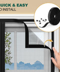 Magnetic Screen Door For 60x80 Inch Doors With Magnetic Closure And Heavy Duty Mesh installation with attachments visible