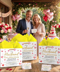 Anniversary Gift Bag For Hubby With Greeting Card And 3 Tissue Paper Romantic Heart Theme Wrap Bag For Men displayed on table