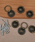 Antique Brass Dresser Knobs and Cabinet Pulls Set of 6 with Screws, Vintage Single Hole Handles for Furniture
