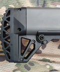 Black KSG KS7 Shotgun Recoil Pad Upgrade on rifle butt for reduced recoil and comfort.