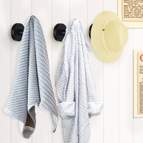 Matte Black Stainless Steel Heavy Duty Wall Hooks Set, 16 Pack Robe Towel Coat Hangers for Bathroom