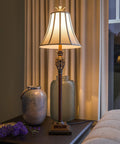 Tall Iron Lace Floor Lamp With Golden Ruby Finish, Classic Style And Ornate Scrollwork, Sculpted Finial Accent for living room display