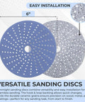 Pro Grade 6 Inch Ceramic Sanding Discs With Hook And Loop, 180 Grit, displayed with dual surface texture