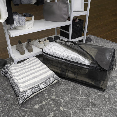 Extra Large Heavy Duty Storage Bags With Double Zippers Water Resistant On The Go Moving Totes with folded blankets nearby