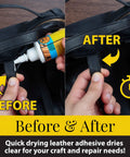 Quick Dry Leather Glue Cement With High Strength Flexible Bond For Leather Repairs On Jackets Shoes Furniture And Purses Non Toxic Non Flammable Water Based Adhesive For DIY Crafts application on leather strap