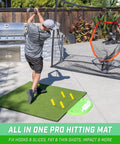 5 Ft By 4 Ft Pro Golf Practice Mat With 5 Interchangeable Inserts For At Home Swing Practice Like A Pro, golfer practicing