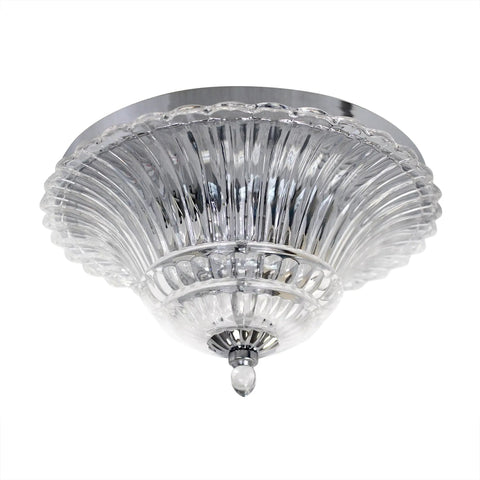 Two Light Glass Ceiling Light With Glacier Petal Shade In Chrome Finish Modern Flush Mount Ceiling Fixture For Living Room And Hallway Totally Chic Glam Interior Lighting