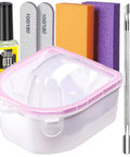 Nail Soaking Bowl Kit For At Home Manicure With Acetone Proof Hand Bowl Gel Polish And Dip Powder Remover Includes Cuticle Oil Pusher Peeler Cuticle Tools Nail Files Buffers And Brush