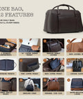 Carry On Ready Duffle Travel Bag With Clamshell Opening, 33 Liter Capacity, 16 Inch Laptop Pocket, Pebble Full Grain Leather
