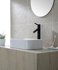 Rectangular Ceramic Bathroom Sink With Pop Up Drain White Finish Sleek Durable Glaze Great Value Scratch Resistant Surface