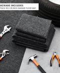 Garage Floor Mat For Oil Spills 29 By 36 Inches Reusable And Washable Oil Absorbent Pad With Waterproof Backing folded on floor
