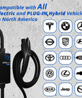Compact Portable EV Charger Level 1-2 Up To 40 Amp With 25 Ft Cable J1772 Connector NEMA 14-50 Plug UL Rated Indoor Outdoor