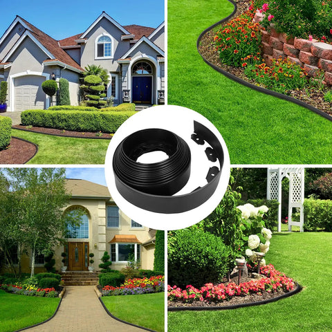 Two Inch By One Hundred Foot Landscape Edging Border With One Hundred Fifty Stakes Flexible Plastic Edging for garden path and lawn