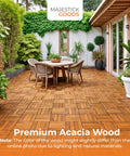Outdoor patio with Durable Acacia Hardwood Interlocking Deck Tiles For Patios And Walkways Snap Together No Tools Required Raised Base Drainage 12 By 12 Inch Outdoor Flooring 8 Tile Set For Quick Patio Makeover