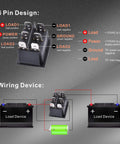 3 Position Rocker Toggle Switch DPDT 6 Pin On Off On Panel Mount For Marine Boat Use 125V AC 20A 250V AC Black Durable Housing With 6 Terminals Ideal For Dash Panels RVs Cars And DIY Electronics wiring diagram with load and power terminals