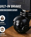Set Of Four 2 Inch Swivel Ball Casters With Locking Brake M8x15mm Grip Neck Stem For Hassle Free Furniture Upgrade Durable E Coated Black Wheels Delivering Quick Drop Ready Install And Smooth Glide close-up of the built-in brake on caster.