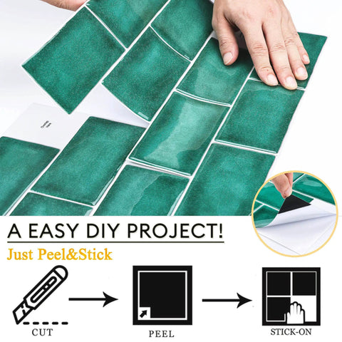 12x10 Inch Peel And Stick Backsplash Tile For Kitchen And Bathroom, Self Adhesive Waterproof Wall Panels With Crackle Glaze Subway Tile Look