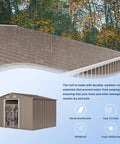 Spacious 10x8 Foot Outdoor Storage Shed With Window And Lockable Doors, Waterproof Galvanized Steel Garden Tool Shed Detail