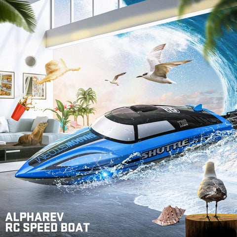 Rad High Speed RC Boat For Pool Lake And Salt Water Remote Control Toy With 32 KPH Top Speed 370S Brushed Motor Battery in action