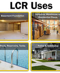 LCR uses for Crack Injection Epoxy Kit For Concrete, Wood, Fiberglass And Metal In A 10 Oz Cartridge; includes floors, foundations, pools.