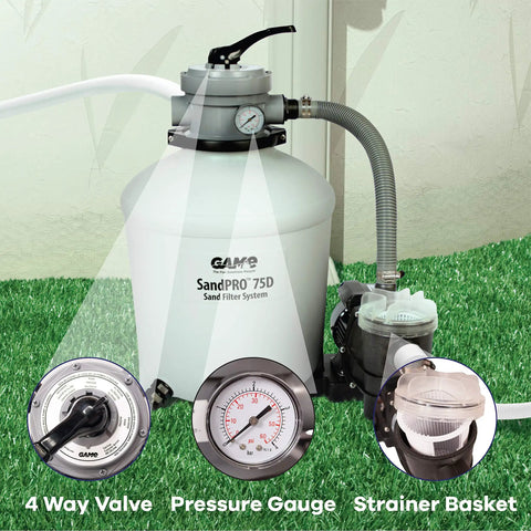SandPRO 75D Series 0.75HP Replacement Pool Sand Filter Unit For Intex And Bestway Above Ground Pools with valve and gauge