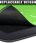 Close-up of Heavy Duty Golf Hitting Mat with Swing Path Feedback, showcasing durable replaceable impact velvets and rubber backing.