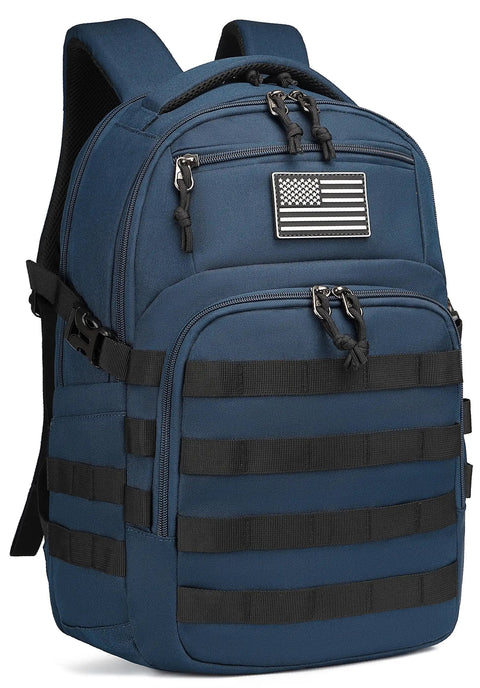 Heavy Duty 25L Tactical Backpack For Men, Built To Last Military Style MOLLE Assault Pack, 900D Durable Daypack In Blue And Black, 18.5 Inch