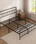 Zero Creak Full Size Metal Bed Frame With Heavy Duty Steel Construction Headboard And Footboard Ready view from above in a bedroom setting.