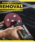 Person holding 8 oz Ultra Cut Car Compound for heavy scratches and swirls removal, used on glossy paint and clear coats.