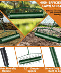 21 Inch Lawn Aerator Workhorse Heavy Duty Manual Tool With 50 Inch Metal Handle for soil aeration, non-slip handle, steel build