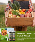 Person holding vegetables with 4-In-1 Soil Test Kit For PH, Nitrogen, Phosphorus And Potassium Levels - 40 Tests displayed