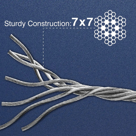 7x7 construction detail of 1/8 Inch T316 Stainless Steel Cable Railing Kit for Outdoor Decks and Marine Use Saltwater Ready Rustproof Cable Rail System for Docks Fences Porches Balconies and Boat Ramps