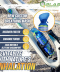 99.99 Percent Pure Oxygen On The Go Can With Mask attached to a bicycle frame, highlighting benefits and features.