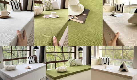 Bay Window Sill Seat Cushion Set With Weaving Chenille Texture Comfy Non Slip Foam Pads For Indoor Furniture Bench Seating