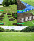Process of using 48 Inch Lawn Leveling Rake With 7 Foot Adjustable Handle Tough As Nails Heavy Duty Stainless Steel Leveler on lawn.