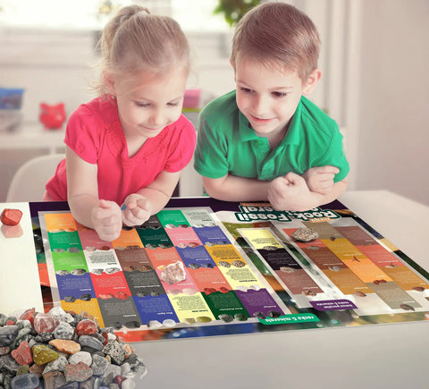 Awesome Kids Rock Collection Kit With 250 Plus Rocks Gemstones Crystals Fossils And Minerals Two Pounds Geology STEM Set For Learning Exploration And Hands On Science Gifts For Boys And Girls Ages Six And Up, kids studying rocks