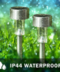 Outdoor Solar Lights 16 Pack Stainless Steel Waterproof Landscape Pathway Garden Lights with cold white pattern in rain