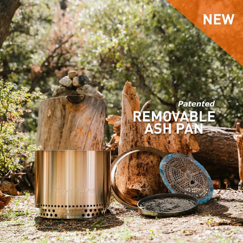 Bonfire Cast Iron Grill Cooking Bundle 2.0 with smokeless fire pit and removable ash pan in outdoor setting