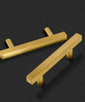 Gold Stainless Steel Cabinet Pulls Square Drawer Handles Set Of 2 127 Mm Long 12 Mm Wide 35 Mm High With 76 Mm 3 Inch Hole Centers