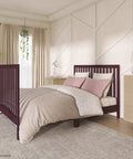 Universal Crib To Full Size Bed Conversion Kit With Solid Wood Rails For Select Convertible Cribs Easy Safe Transition Strong And Stable Support Auburn Finish in bedroom
