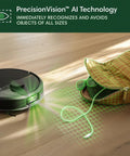 Max 705 Robot Vacuum With Auto Empty Dock And Kickass Suction, Dual Rubber Anti Tangle Brushes, avoiding a backpack on floor
