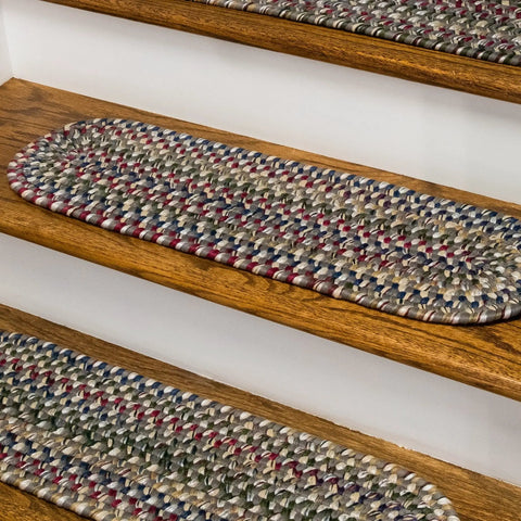 Stair Treads Gray 8x28 Set 13 Built For High Traffic Indoor Use With Textured Woven Look Polypropylene Nylon Blend Handcrafted In USA