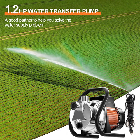 Beast 110V Water Transfer Pump Shallow Well Pump 1.6HP Electric Portable Garden Booster Pro near irrigated field